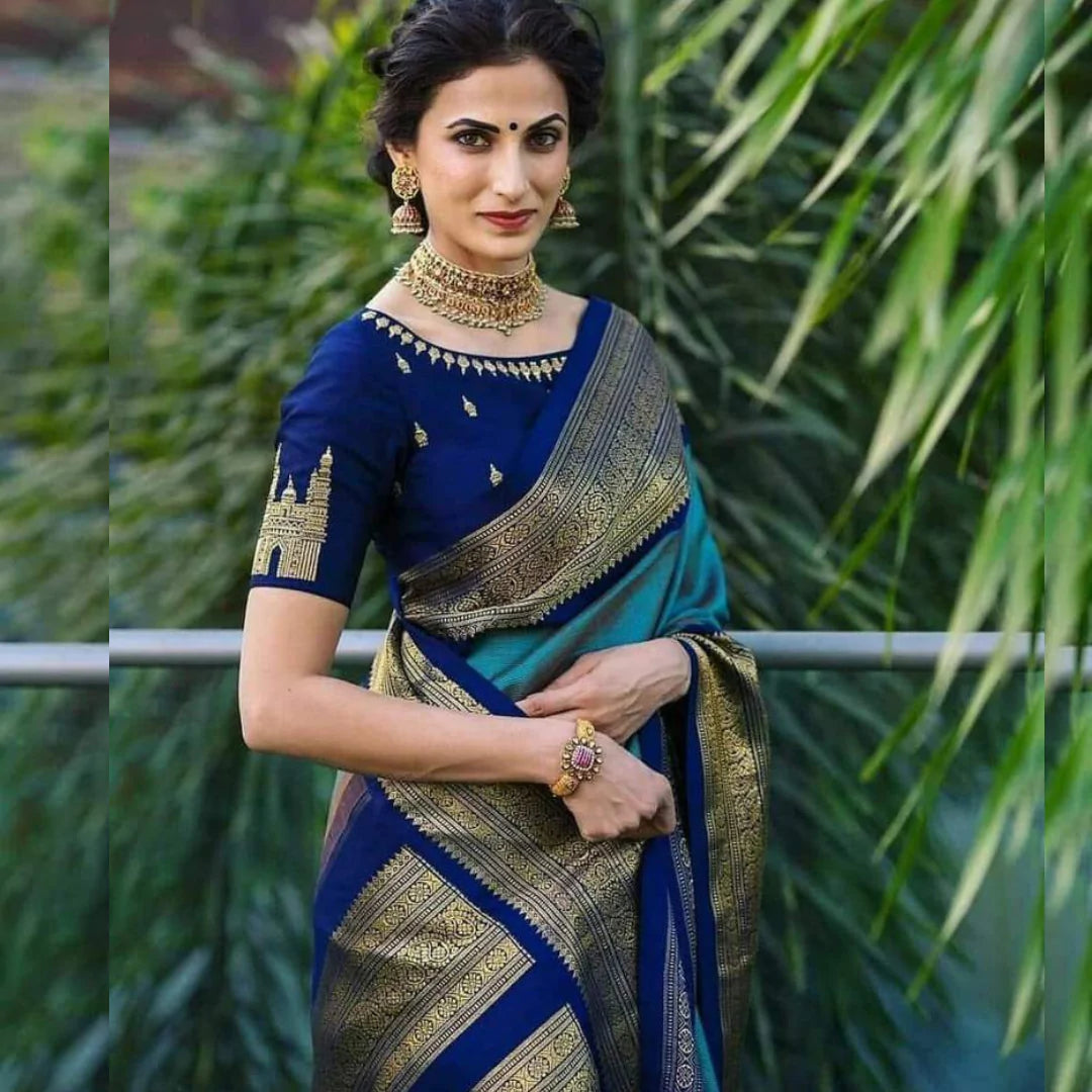 Kala Niketan Archaic Traditional kanchi Soft Silk Sari With Attached Blouse