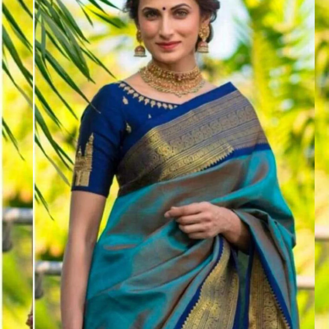 Kala Niketan Archaic Traditional kanchi Soft Silk Sari With Attached Blouse