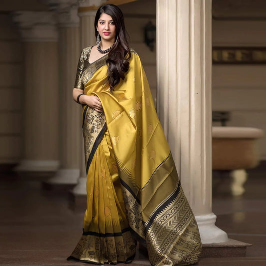 Kala Niketan Traditional Soft Silk Sari With Attached Blouse