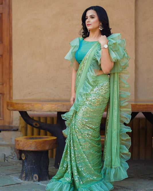 Kala Niketan Fantastic Looking Stylist Designer Green Saree