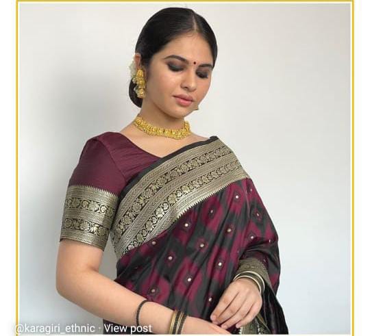 Kala Niketan Mita Archaic Traditional Kanchi Soft Silk Sari With Attached Blouse