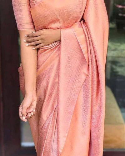 KALA NIKETAN PREMIUM SOFT SILK SAREE IN PEACH COLOR WITH COPPER ZARI WEAVING