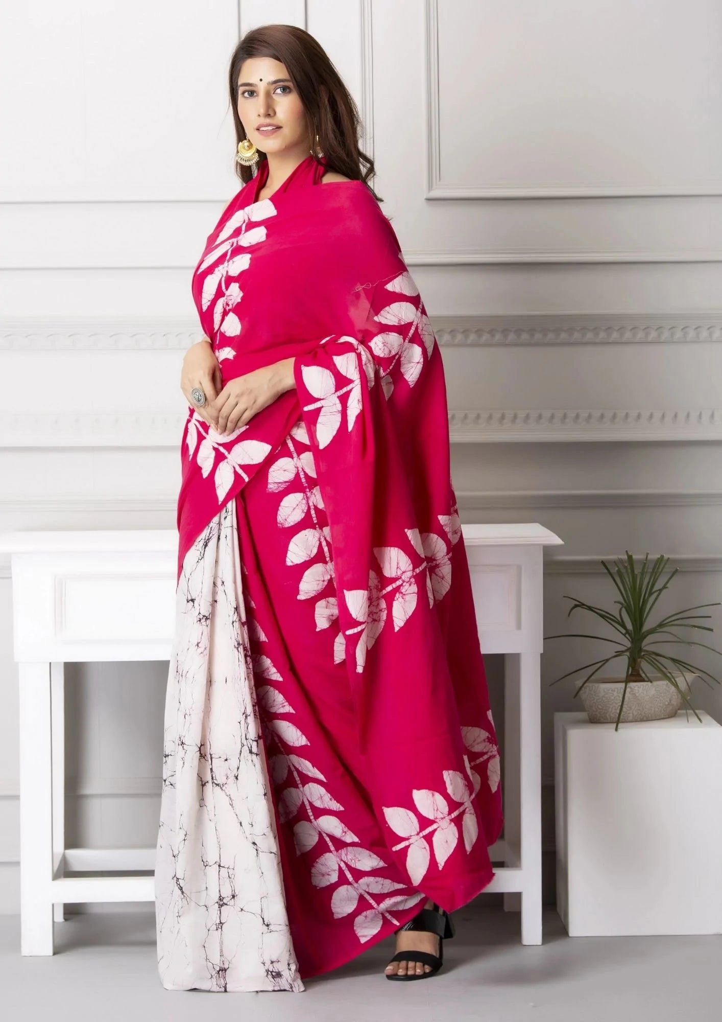 Kala Niketan Block Print Cotton Saree with Blouse