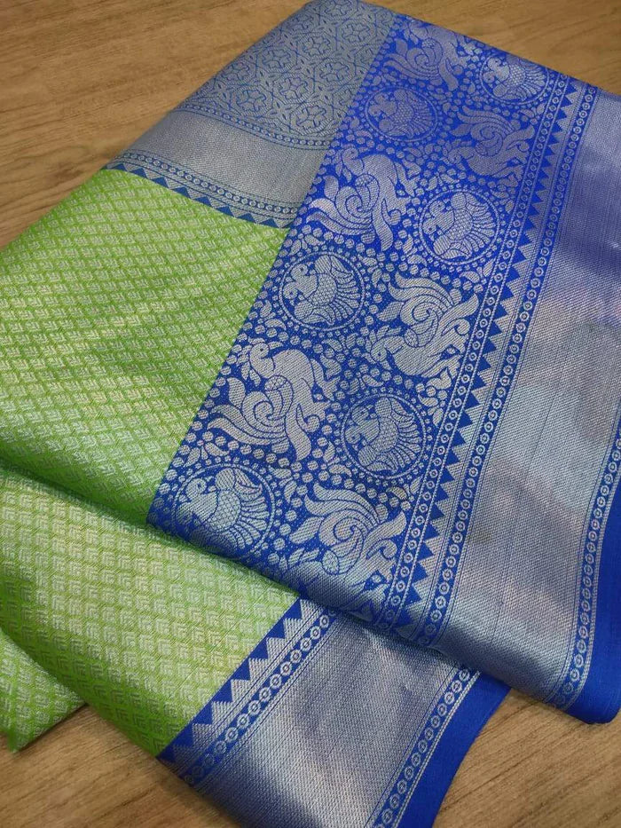 Kala Niketan Green-Blue Beautiful Rich Pallu And Jacquard Saree