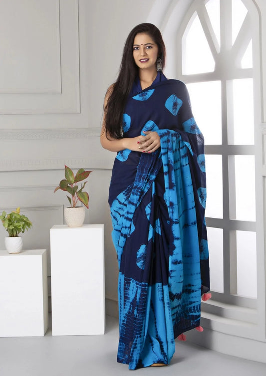 Kala Niketan Shibori Cotton Saree with Blouse