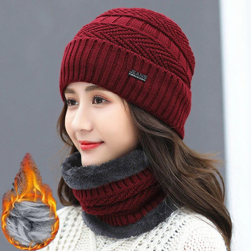 KOREAN Unisex Winter Knit Woolen Cap and Neck Warmer (Original)