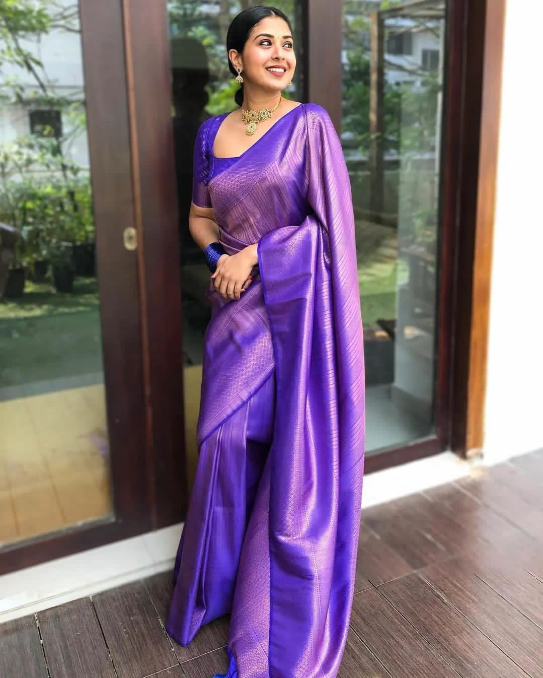 Kala Niketan Royal Purple Zari Woven Kanjivaram Saree - Special Wedding Edition