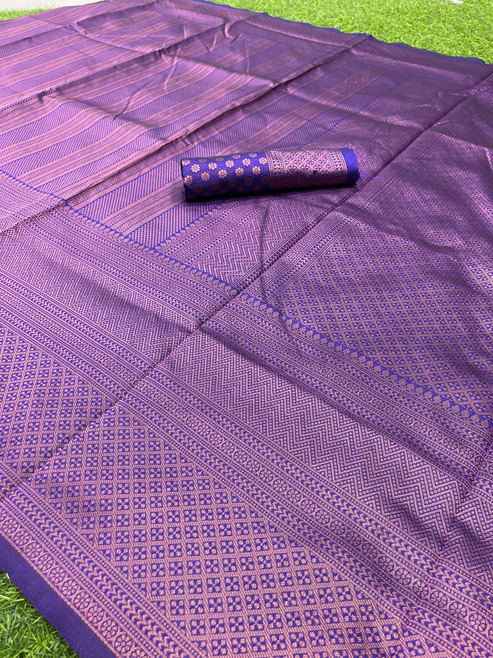 Kala Niketan Royal Purple Zari Woven Kanjivaram Saree - Special Wedding Edition