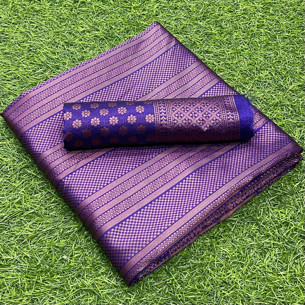 Kala Niketan Royal Purple Zari Woven Kanjivaram Saree - Special Wedding Edition