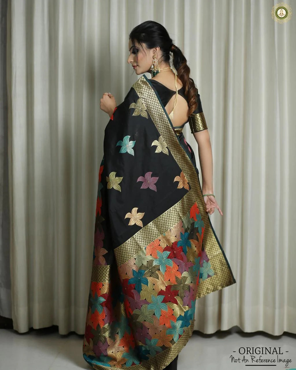 Kala Niketan Spring Flowers Multi Colored Partywear Designer Pure Silk Saree