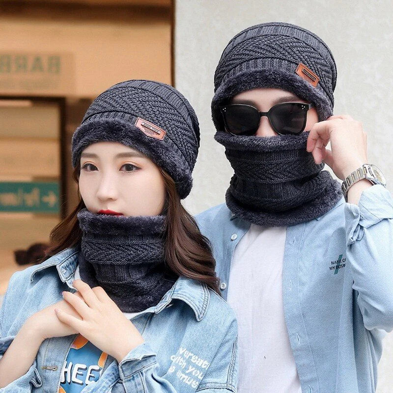 KOREAN Unisex Winter Knit Woolen Cap and Neck Warmer (Original)