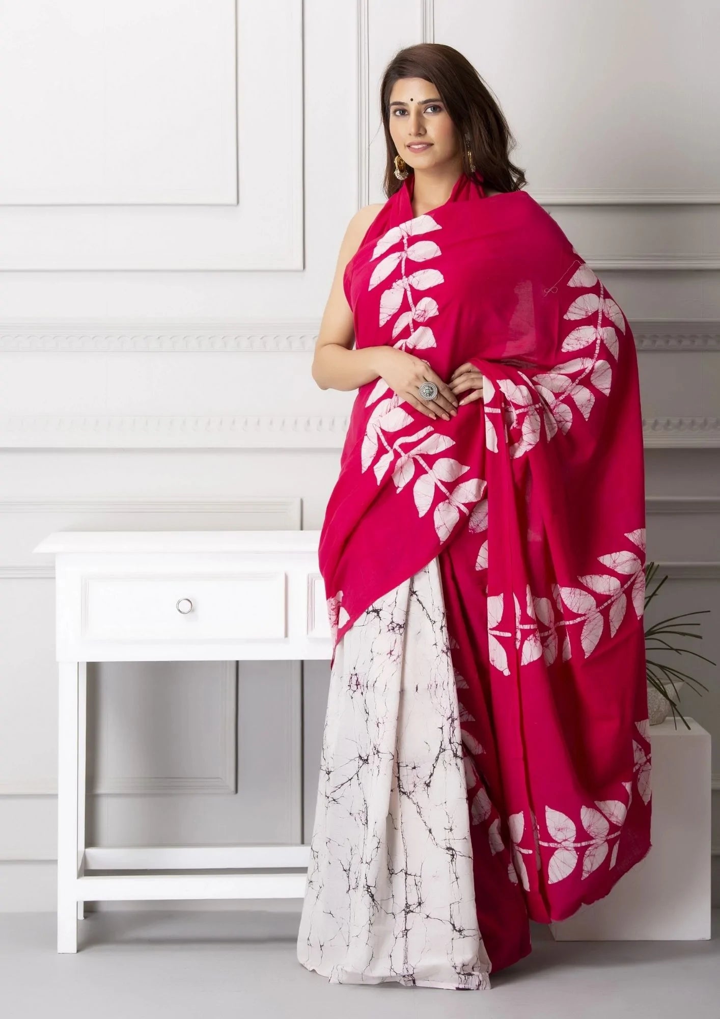 Kala Niketan Block Print Cotton Saree with Blouse