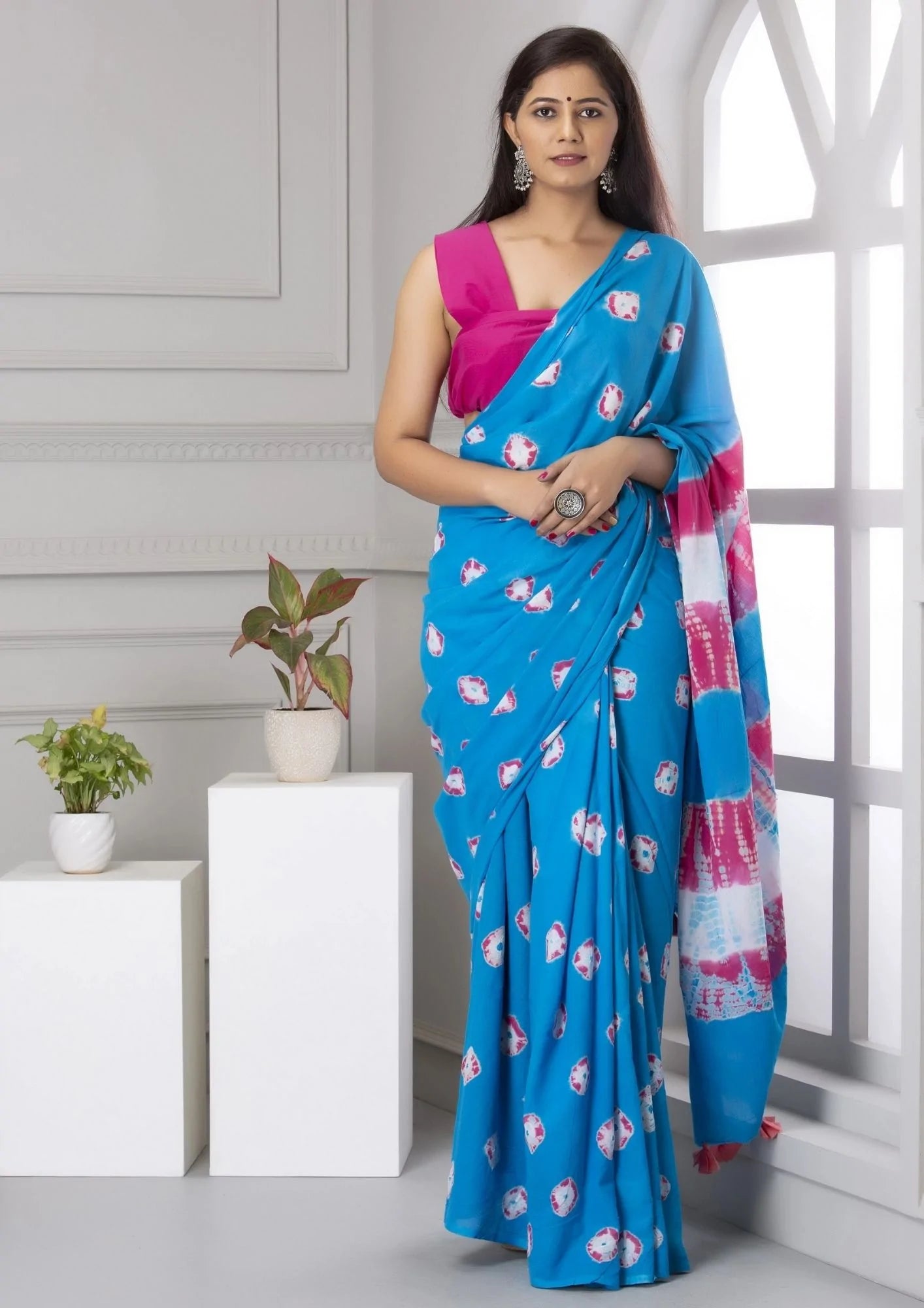 Kala Niketan Shibori Cotton Saree with Blouse