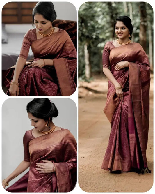 Marvelous Maroon Colored Women's Soft Silk Saree With Blouse