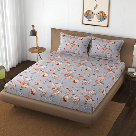 Premium Elastic Fitted Double Bedsheet with 2 Pillow Covers (Fits Any Beds & Mattresses)