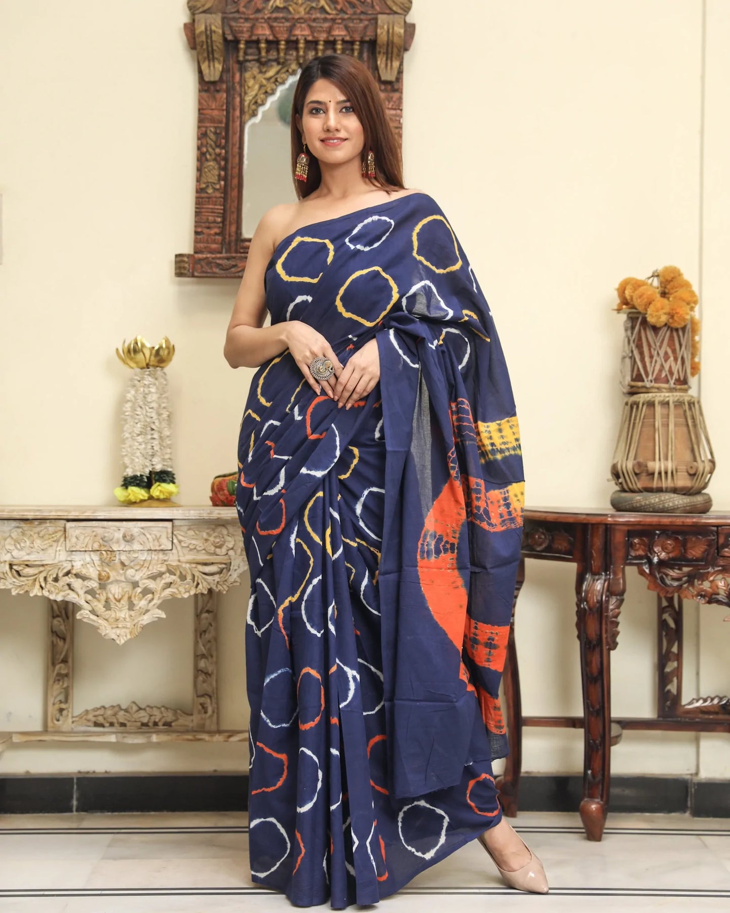 Kala Niketan Mulmul Cotton Designer Latest Fashion Handblock Print Saree with Blouse