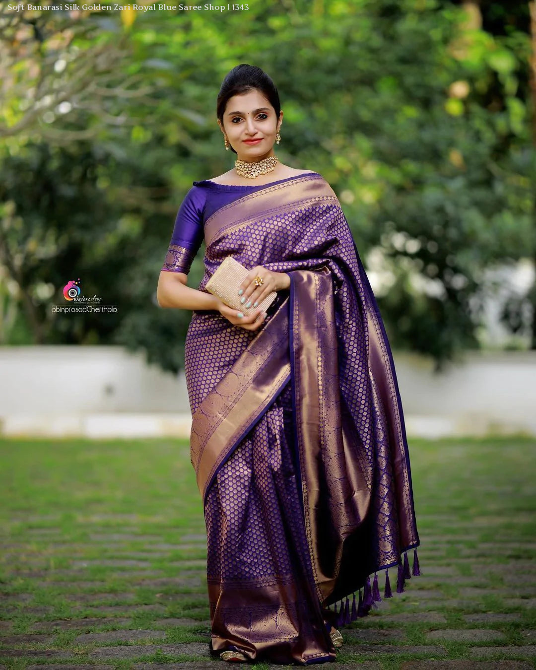 Kala Niketan Royal Blue Golden Zari Weaving Work Saree