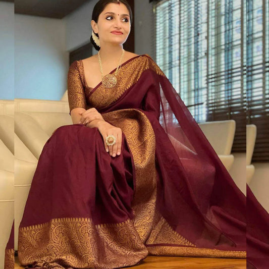 Kala Niketan Archaic traditional kanchi Soft Silk Sari With Attached Blouse